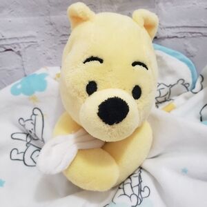 Disney Baby Winnie The Pooh Lovey Plush Mini Security Blanket White Aqua Blue